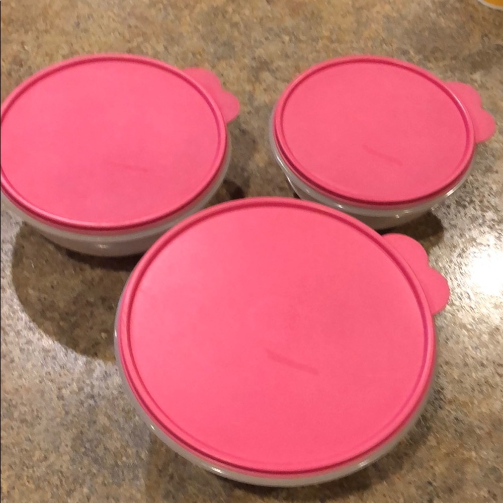 Set of 3 Vintage Tupperware Bowls with Lids